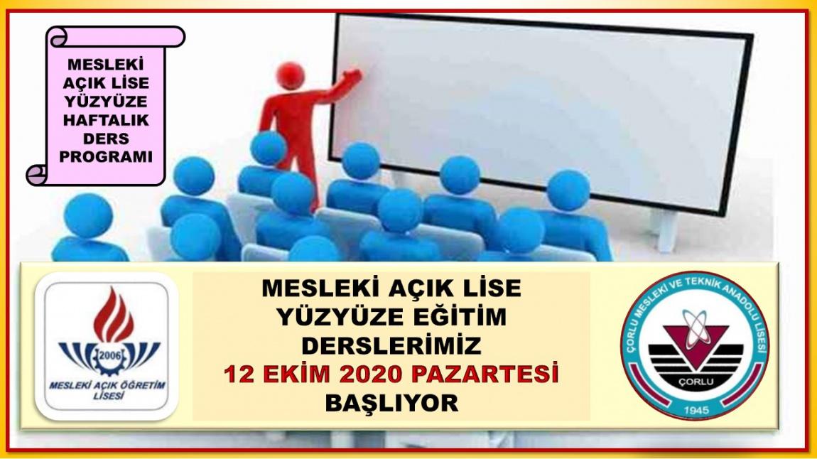 MESLEKİ AÇIK LİSE YÜZYÜZE EĞİTİM DERSLERİMİZ 12 EKİM 2020 ...